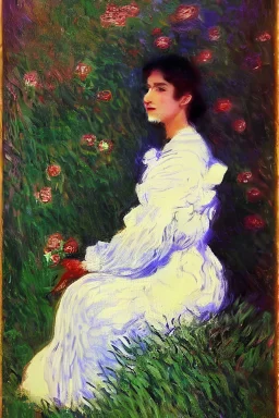 Beautiful woman in the style of monet