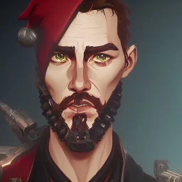 Tom Cruise Christmas cyberpunk military beard goat art