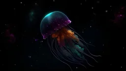 cosmic jellyfish in deep space, stars in background, neon colors, deep profound dark, 4k