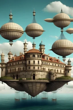 rome design castle with little zeppelins flying