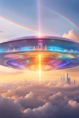 ufo rainbow, cité cristal très futuriste ultra moderne, ufos fleet, intergalactic,