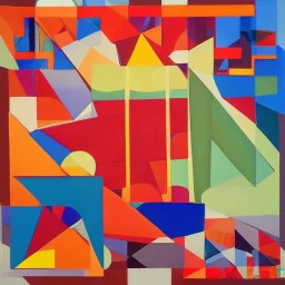 The painting by Joaquín Torres García exhibits a fascinating combination of geometric shapes and vibrant colors. The composition is balanced and precisely organized, creating a sense of order and harmony. The work transmits energy and vitality through primary colors and overlapping elemental shapes. It is a striking representation of the fusion between geometry, art and culture.