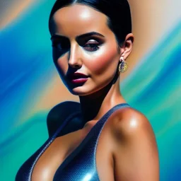 Ultra detailed fullbody Portrait in oil on canvas of busty Ana de Armas as Rey,wearing a minimal skintight latex dress,big areolas, extremely detailed digital painting,extremely detailed face,crystal clear Big eyes, mystical colors ,perfectly centered image, perfect composition, rim light, beautiful lighting,masterpiece,8k, stunning scene, raytracing, anatomically correct, in the style of Wizyakuza and robert e howard and InHyuk Lee and Ohrai Noriyoshi and Simon Bisley.