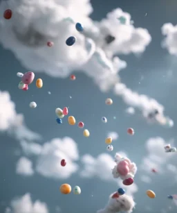 Ultra realistic speed clouds sky scene, wide angle view, strong men falling down with many Childs background, circus dress style, feather color, free jumping flying, many trinkets, hair monster, many jelly beans, balls, color smoke, smile, happy, extreme, wind, clouds sea, 20,000 feet altitude, stratosphere, soft color, highly detailed, unreal engine 5, ray tracing, RTX, lumen lighting, ultra detail, volumetric lighting, 3d, finely drawn, high definition, high resolution.