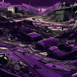 A dark purple landfill covered in poisonous muck in Constructivism art style