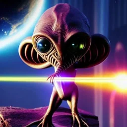 Alien creature from mars holding a laser