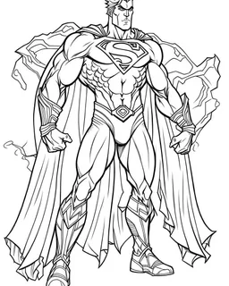 real massive supermanr, coloring page, no leaves, full body (((((white background))))), only use an outline., real style, line art, white color, clean line art, white background, Sketch style