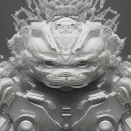 hyper realistic, beautiful smooth realistic Japanese oni robot, run on dark cosmos background, cat еye, extremely sharp detail, finely tuned detail, ultra high definition, 8 k, unreal engine 5, ultra sharp focus, accurate sword wings, positive smile, lot of details, fit within portrait, Ambiance winter, perfect composition, perfect hair,