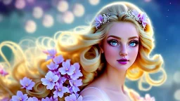 ((best quality)),((masterpiece)),ultra detailed background ((Cherry Blossoms)),(30 years old Sweedish gorgeous smiling woman), medium breast,wearing flowing dress, golden blue flowing hair glamour,(blue eyes),beautiful face,((white mists:1.4)),(pink dust:1.2),mysterious,mysteries of galactic universe,yellow lightnings,volumetric lightnings,dark and blurry background,