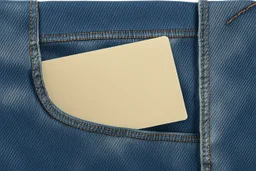 jean denim pocket with card coming out of pocket