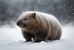 wombat in blizzard