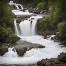 [wading birds, fisher, farm] De petits tourbillons viennent éclore à la surface, l'eau descend le torrent poussée par le courant.Les grands échassiers viennent s'y désaltérer au son des gazouillis des oisillons...Au bout de quelques minutes la vitesse du courant augmente et quelques truites sautent prestement de l'eau pour retomber plus loin : la cascade n'est pas loin !Là, ce sont des dizaines de milliers de larmes cristallines qui se précipitent brusquement dans le vide pour arriver au lac.De