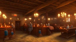 inside a medieval pub in a busy town