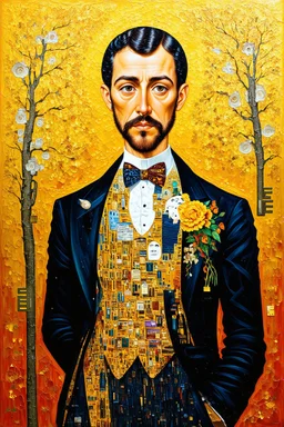 The key to man's soul; Lowbrow painting inspired by Gustav Klimt; Golden Hour; Exquisitely Detailed