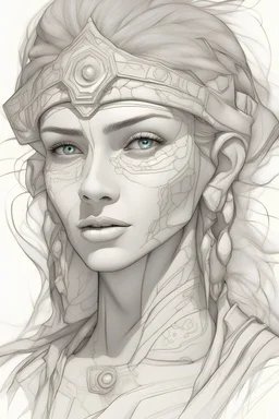 exotic tanned female face, sketchbook style, hand drawn, on paper, turnaround character sheet, bright theme, perfect composition, vibrant glowing abyssal, radiating electrical energy, fractal isometrics details, bioluminescence, cinematic light action, realistic, isometric, accessories, mystical runes