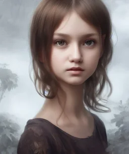 intricate, elegant, sharp focus, illustration, highly detailed, digital painting, concept art, matte, art by wlop and artgerm and ivan shishkin and andrey shishkin, masterpiece, young and cute ukrainian girl, adorable, hime cut hair, round face