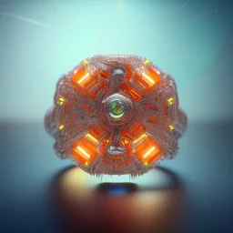 Ring made by wood roots and shreds of glass, orange diamonds sparkles, red rubi fragments around, blue lights reflexes, complex structure, gold details, intricate ring pattern,Unreal Engine 5, macro lens,sharp focus, photorealistic, hyper detailed, studio lighting, neon light ambient, cinematic