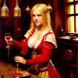 fullbody portrait 'beautiful face blonde massiveboobs medieval wench on tavern in medieval city',painting by gaston bussiere, greg rutkowski, yoji shinkawa, yoshitaka amano, tsutomu nihei, donato giancola, tim hildebrandt, oil on canvas, cinematic composition,sharp image, extreme detail,((fit full head inside picture)),32k