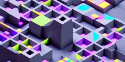 grey 3D colorful geometric installation, simplistic, studio lighting, C4D, 16k, Behance, Artstation, centered, top down camera, vibrant