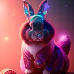 galaxies, spirals, space, nebulae, stars, smoke, iridescent, intricate detail, in the shape of a rabbit, fur wearing color crystals, octane render, 8k, --q 2 --ar 2:3 --uplight