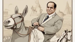 السيسي راكب حمار بلعكس