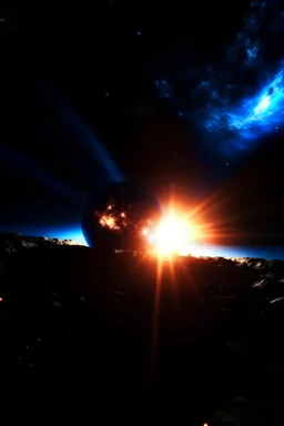 sol en erupción en el espacio galáctico en tinieblas estilo marsellas
