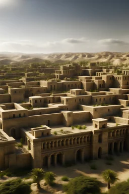 show me a image of a ancient middle eastern city with huge fortified walls