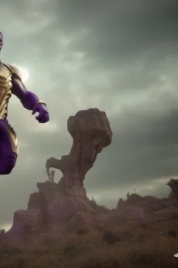 The mighty Thanos throwing the moon