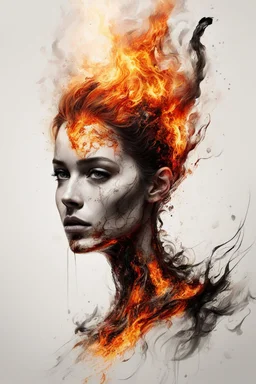 art, abstract, human, burning edges, (intense and emotional visual experience:1.5), (captivating and fiery ambiance:1.3), (dramatic and captivating essence:1.2), (fiery details:1.3), white background