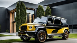 A (((G-Wagon bentley))) featuring a luxurious interior, advanced technologies, and a sleek body kit designed by MANSORY, exuding an air of sophistication and power