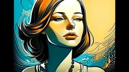 Young woman. Graffiti Art with outline.
