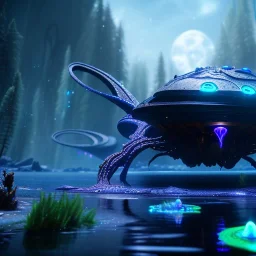 bioluminescent epic water alien, 8k resolution, dynamic lighting, ultra hyperdetailed, Unreal Engine 5, ultra colourful, very small details, realistic