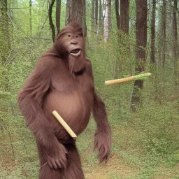 Bigfoot smoking a joint wearing bondage