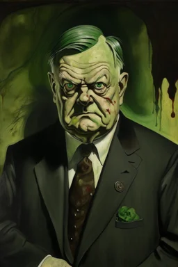 President Herbert Hoover painted as a undead zombie gorgon monster