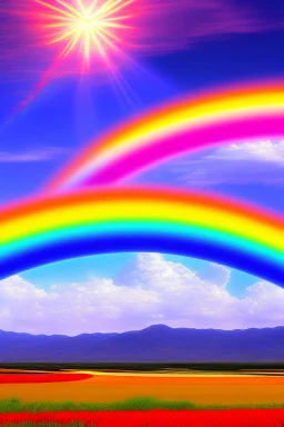 intergalactic very beautiful ufos rainbow futurist paysage