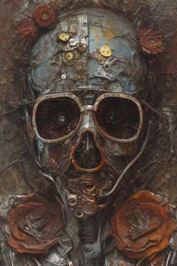 an abstract painting of rusted metal and flowers, by anselm kiefer and lucian freud, rust, scaffolding, iron cladding, decay, mixed media, textured, anatomically correct, beautiful perfect face, sharp focus, highly detailed