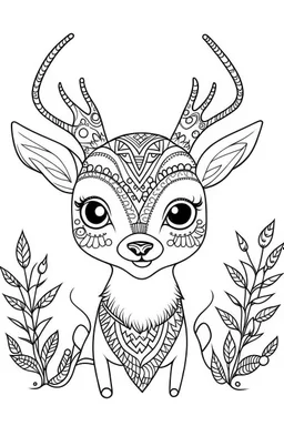 coloring page, mandala cute baby deer, realistic, happy, cute animals, full view, only draw lines, coloring book, clean line art, –no sketch, color, –ar 3:4, white background, minimalistic black lines, minimal black color, low level black colors, coloring page, avoid thick black colors, thin black line art, avoid colors, perfect shape, perfect clear lines,