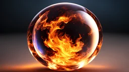 A beautiful translucent orb made of fire, crystal burning, time distortion, high quality