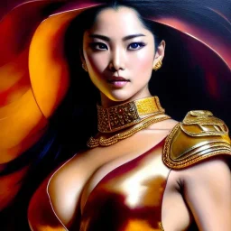 portrait beautiful face 'Mamiya-Fist of the North Star',busty,ancient metal armor balanciaga fashion clothe painting by gaston bussiere, greg rutkowski, yoji shinkawa, yoshitaka amano, tsutomu nihei, donato giancola, tim hildebrandt, oil on canvas, cinematic composition, extreme detail,fit full head inside picture,16k