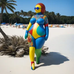 [sculpture by Niki de Saint Phalle] famous nana in swimsuit on the beach