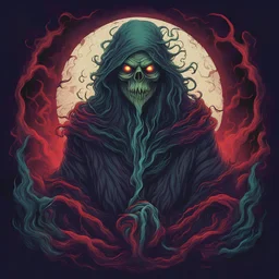 Mysterian Wisdomin horror tricolor art style