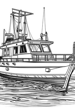 Outline art, no shading, boat full body, cartoon style, black and white, low detail, --ar 9:11