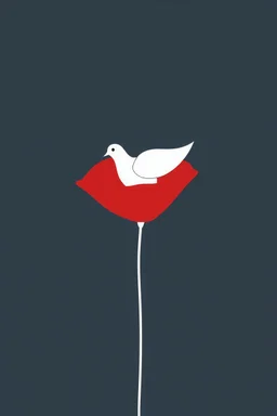simple outline of a red poppy with a white dove