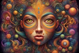 a painting of a face with many different vibrant neon colors, a poster by Naoto Hattori, behance contest winner, maximalism, maximalist, tarot card, poster art, sf, intricate artwork masterpiece, ominous, matte painting movie poster, golden ratio, trending on cgsociety, intricate, epic, trending on artstation, by artgerm, h. r. giger and beksinski, highly detailed, vibrant, production cinematic character render, ultra high quality model
