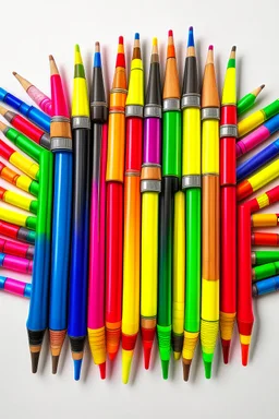 The logo consists of a set of colored pens embedded in a child's