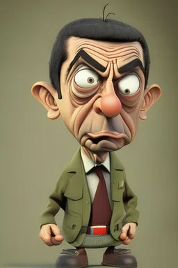 mr bean as rambo, cartoon style, 3d