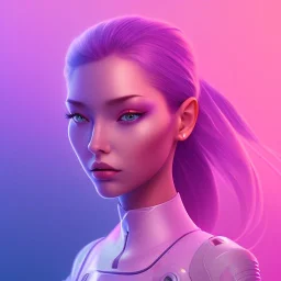 Cute girl face, Sci-fi character, purple backlight, pink and purple, scifi suit, profile, purple background, pink lighting