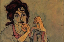 hippie girl smoking by Egon Schiele