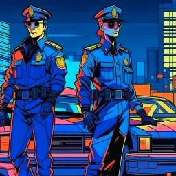 cyberpunk retro futuristic police for comics