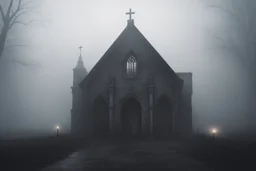 { "prompt": "A creepy, old church in the middle of a foggy, deserted town. The doors are ajar, and a pale, ghostly figure stands in the doorway, staring out into the fog. The atmosphere is dark and eerie, filled with a sense of foreboding.", "size": "1792x1024" }